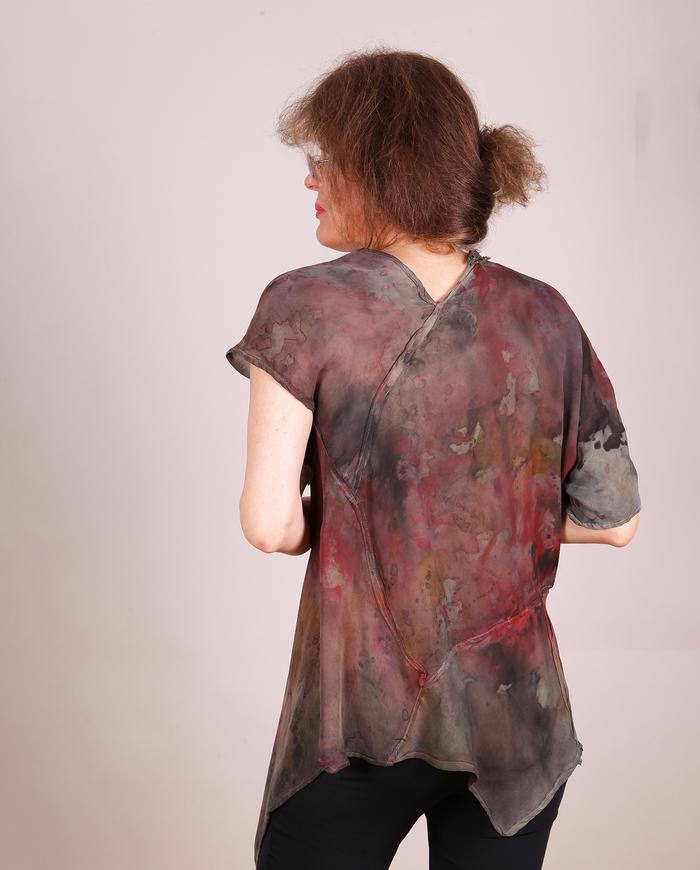 'a sprouted flower surprise' asymmetrical silk bias blouse