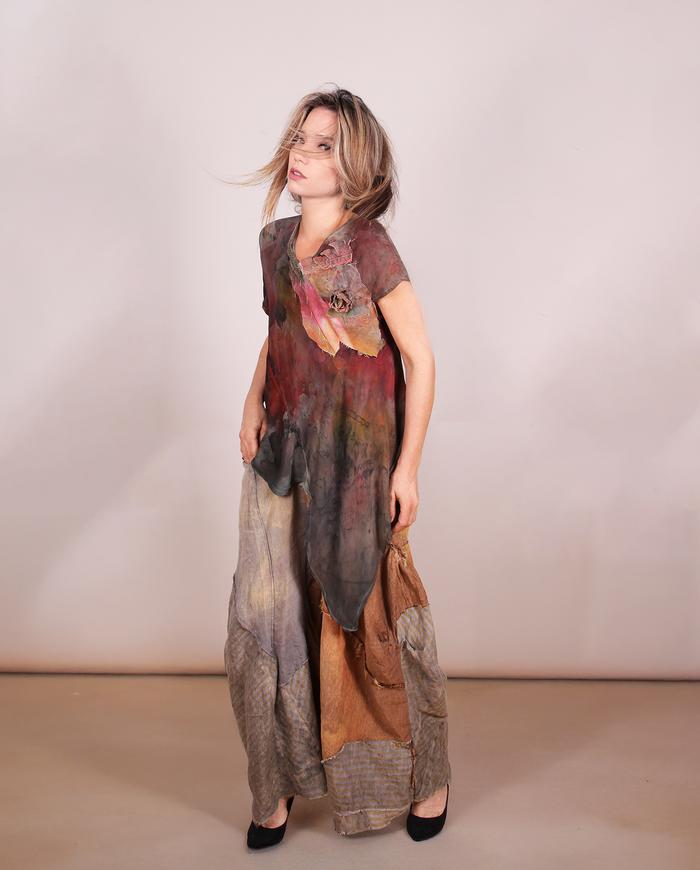 'a sprouted flower surprise' asymmetrical silk bias blouse
