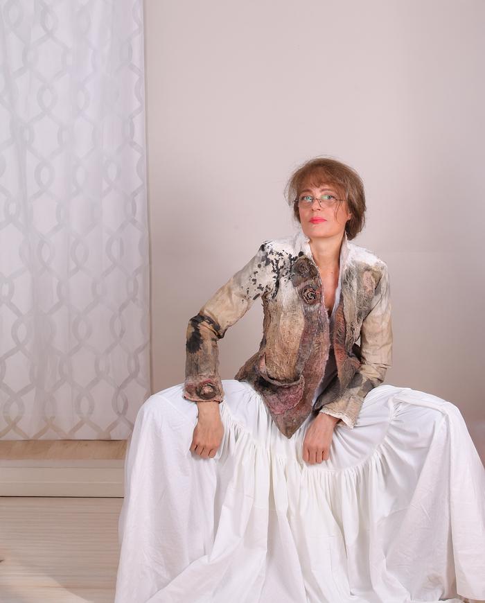 'dried flowers budding on bark' fully hand-textured art jacket