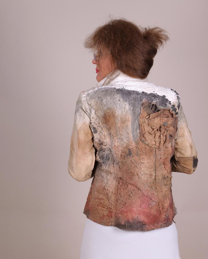 'dried flowers budding on bark' fully hand-textured art jacket