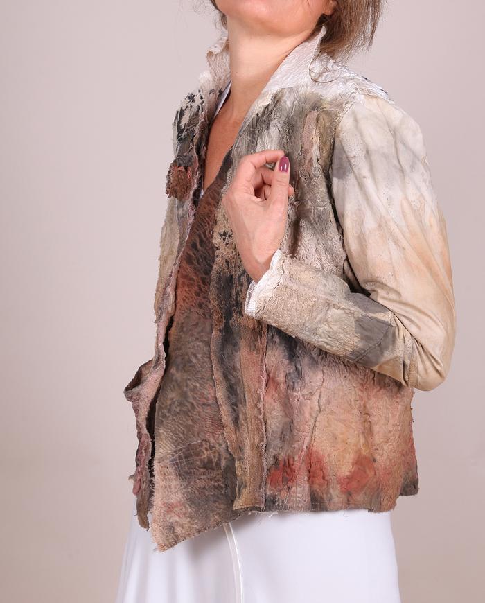 'dried flowers budding on bark' fully hand-textured art jacket