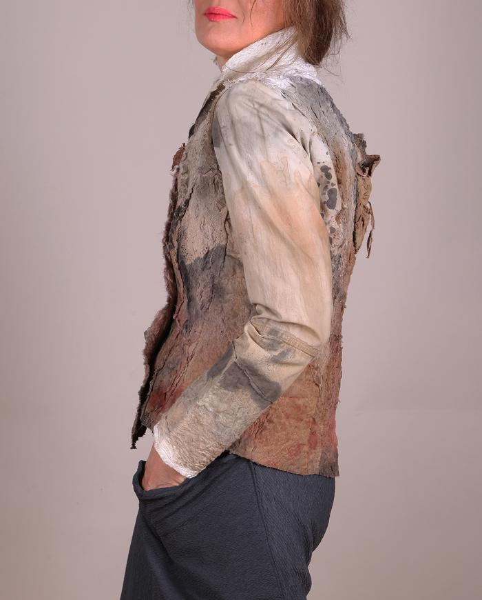 'dried flowers budding on bark' fully hand-textured art jacket