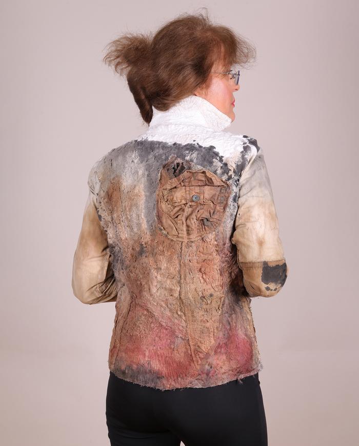 'dried flowers budding on bark' fully hand-textured art jacket