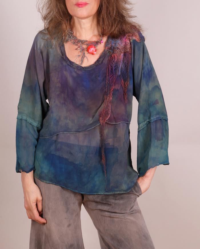 'so soft it melts over you' double-layer silk georgette blouse