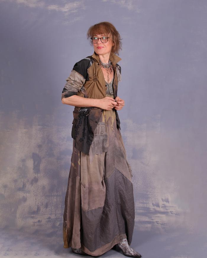 'like a natural princess' mixed fabrics maxi art dress