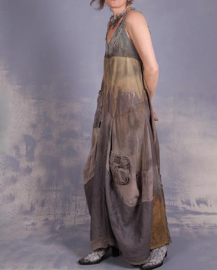 'like a natural princess' mixed fabrics maxi art dress