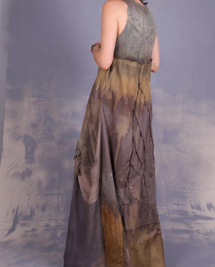 'like a natural princess' mixed fabrics maxi art dress