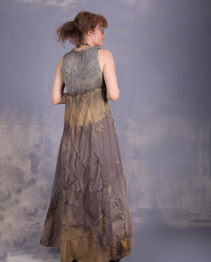 'like a natural princess' mixed fabrics maxi art dress