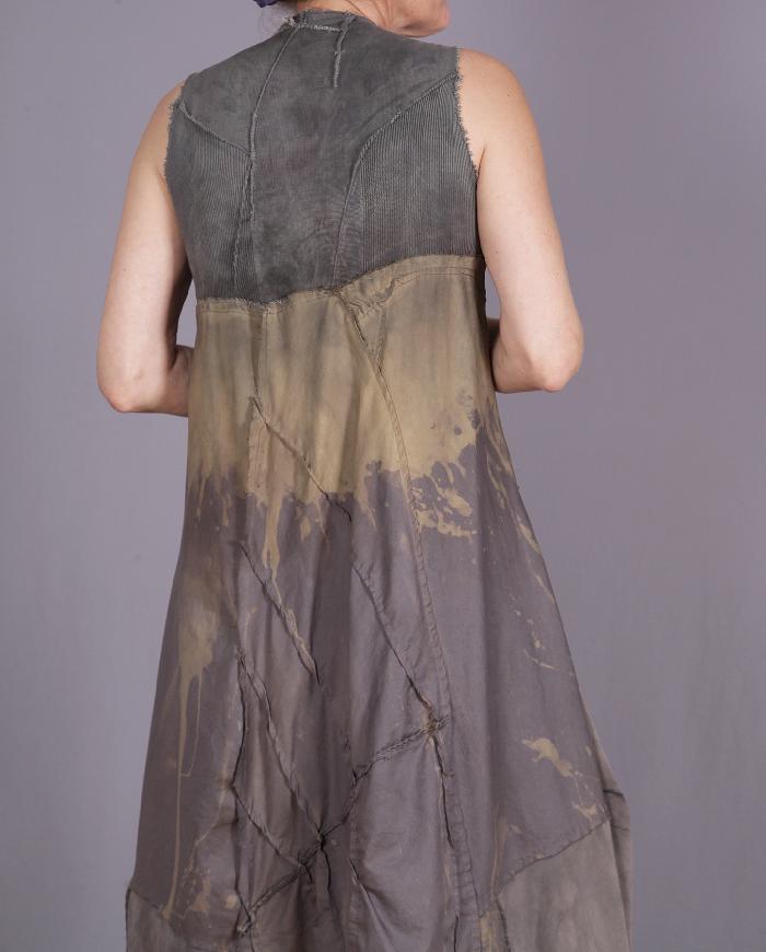 'a long look at khaki' fiber art dress