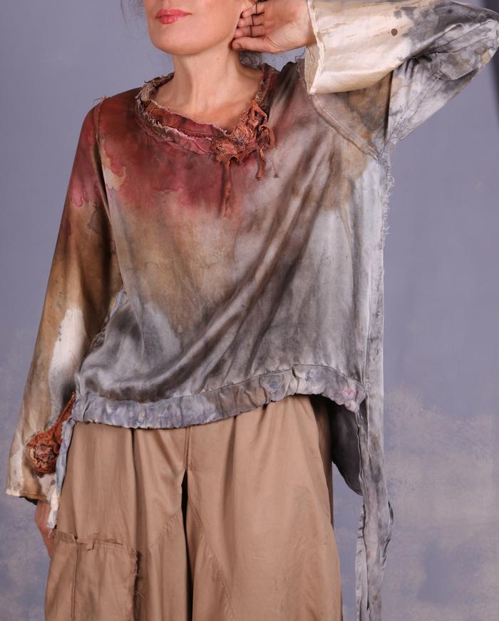 'feeling one with nature' detailed asymmetrical layering blouse