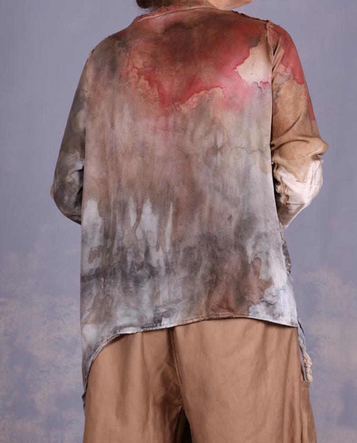 'feeling one with nature' detailed asymmetrical layering blouse