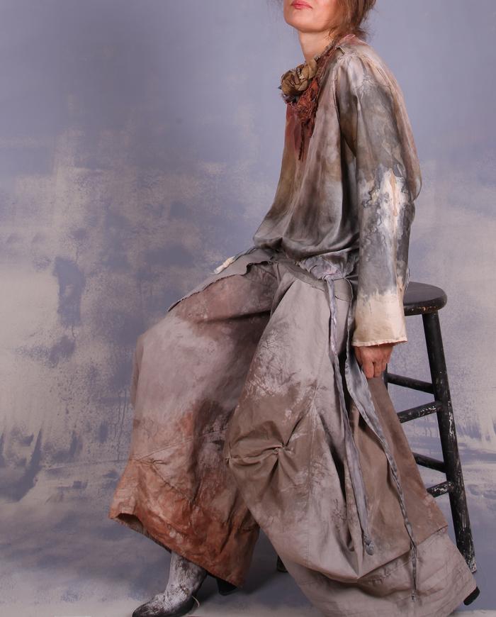 'feeling one with nature' detailed asymmetrical layering blouse