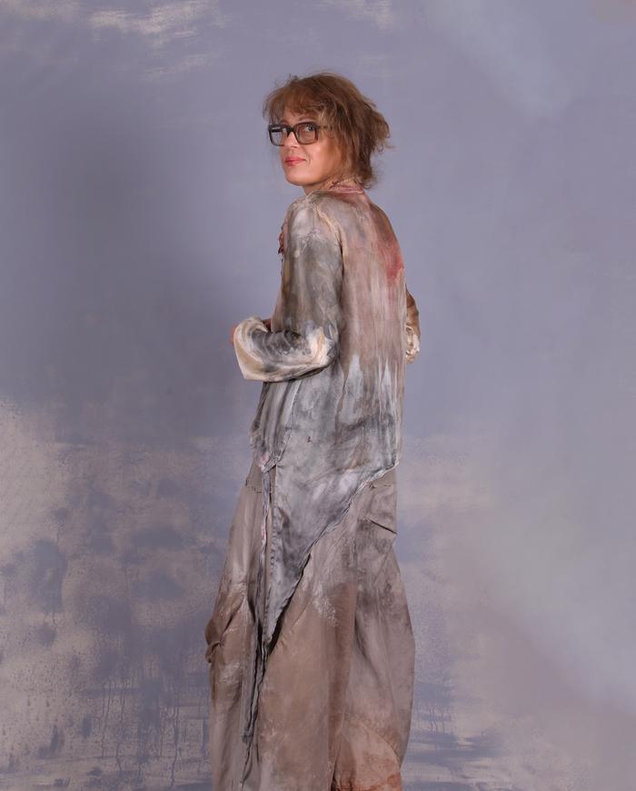 'feeling one with nature' detailed asymmetrical layering blouse