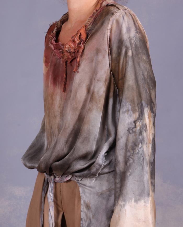 'feeling one with nature' detailed asymmetrical layering blouse