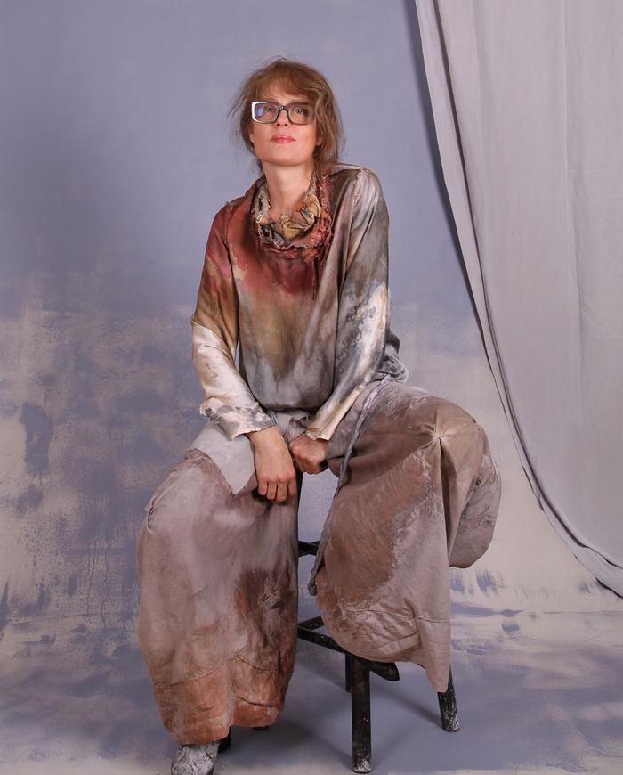 'feeling one with nature' detailed asymmetrical layering blouse