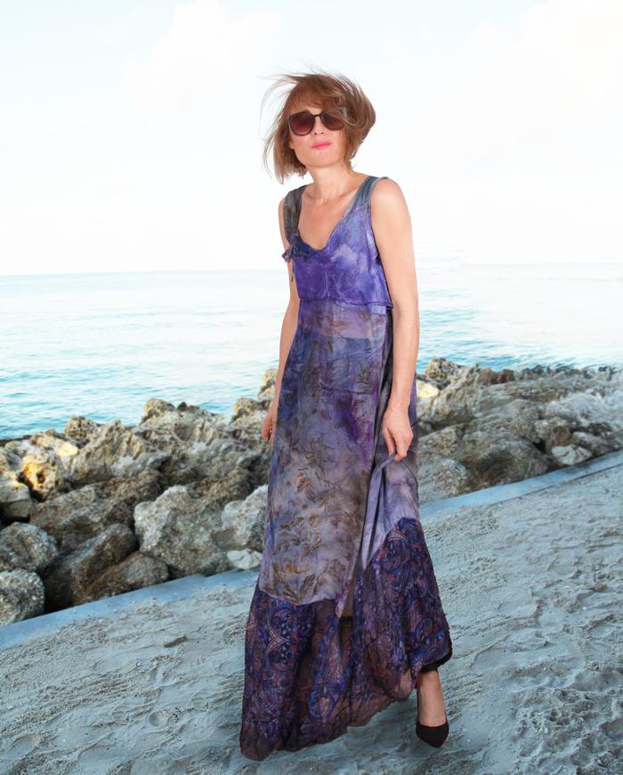 'in violet clouds' sheer silk maxi dress