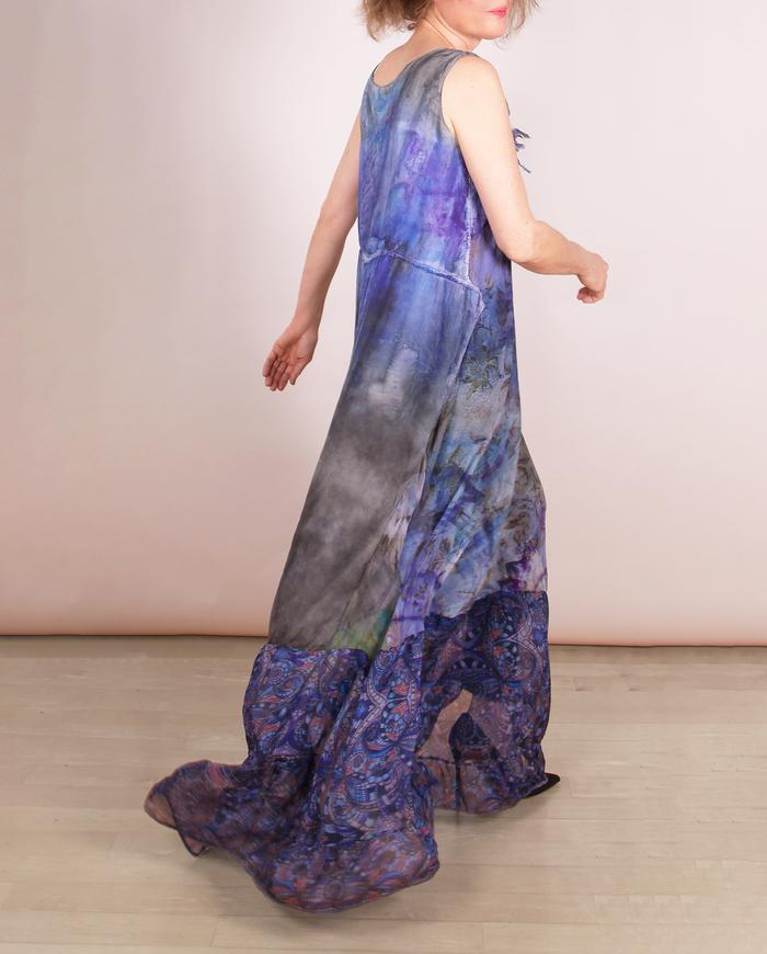 'in violet clouds' sheer silk maxi dress
