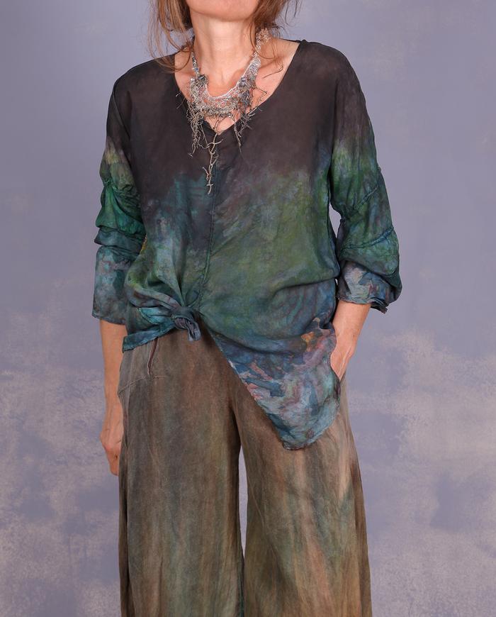 'so de-light-fully there' flyaway silk detailed blouse
