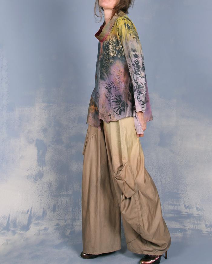 'gradually melting caramel' hand-painted sculptural baggy pants