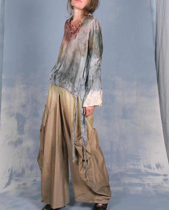 'gradually melting caramel' hand-painted sculptural baggy pants
