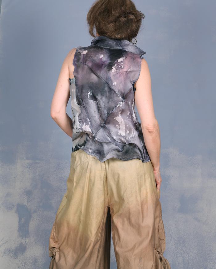 'gradually melting caramel' hand-painted sculptural baggy pants