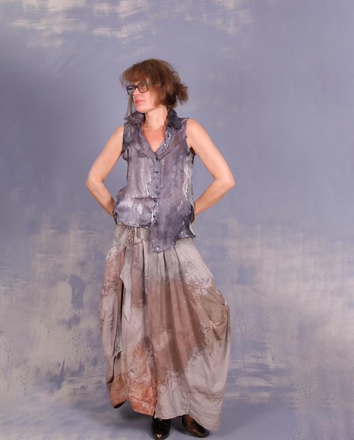 'swooshing through rocks' hand-painted full maxi skirt