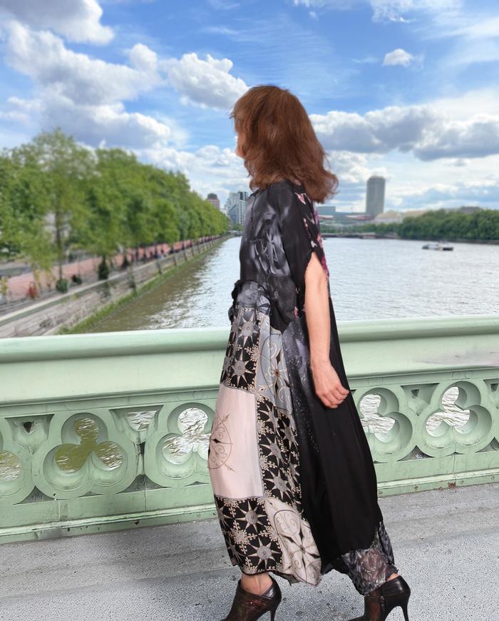 'starry eyes to starry nights' billowy mixed silks dress