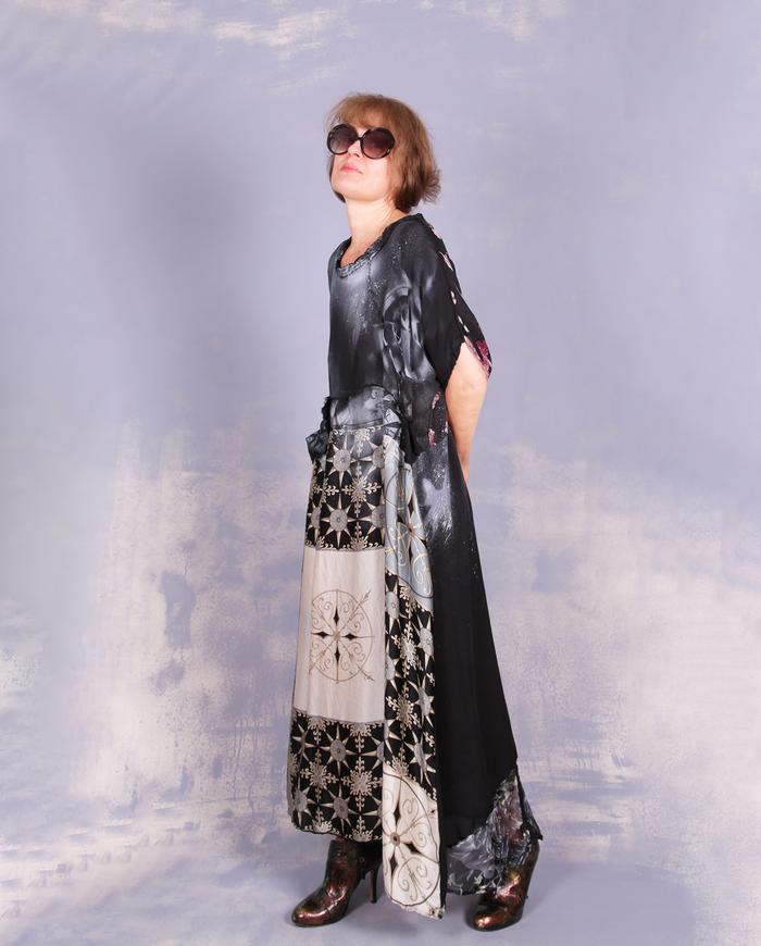 'starry eyes to starry nights' billowy mixed silks dress