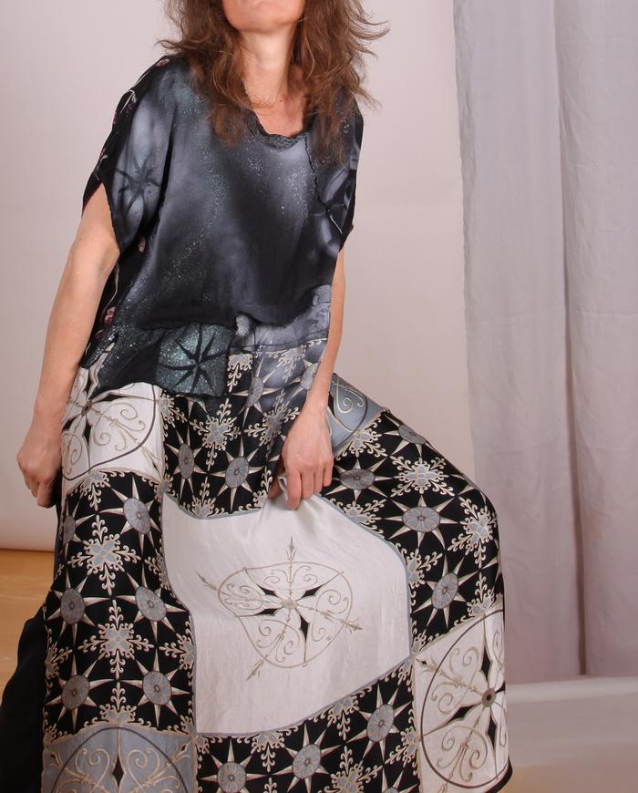 'starry eyes to starry nights' billowy mixed silks dress