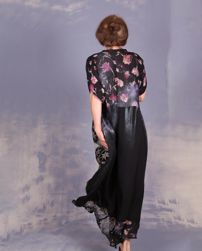 'starry eyes to starry nights' billowy mixed silks dress