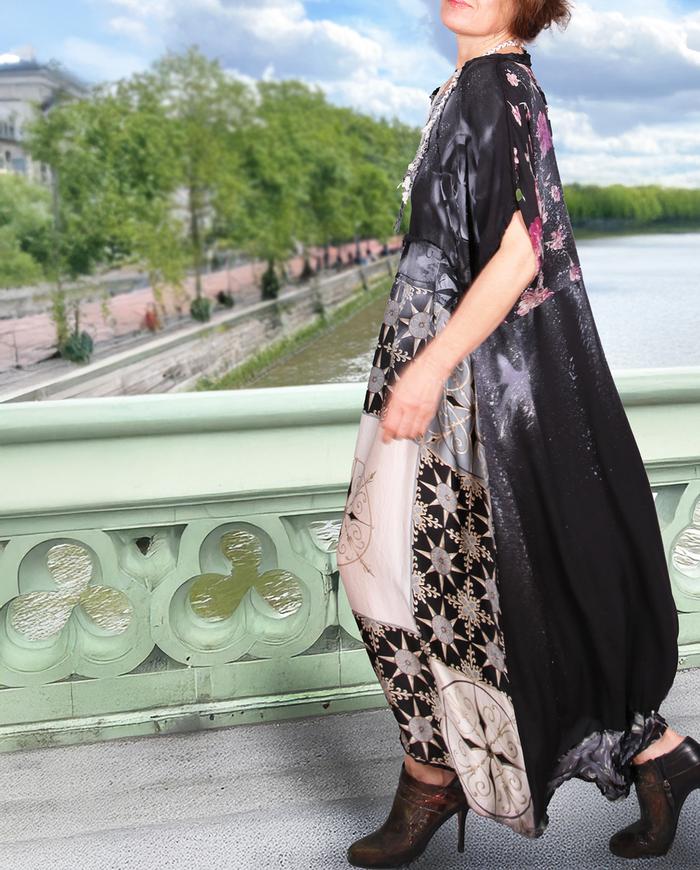 'starry eyes to starry nights' billowy mixed silks dress