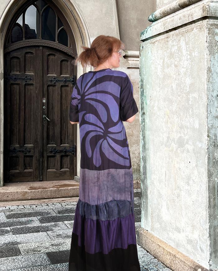 'midday fireworks of flowers' silk maxi dress