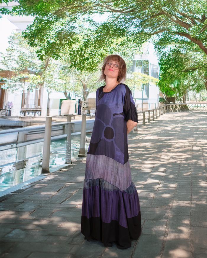 'midday fireworks of flowers' silk maxi dress