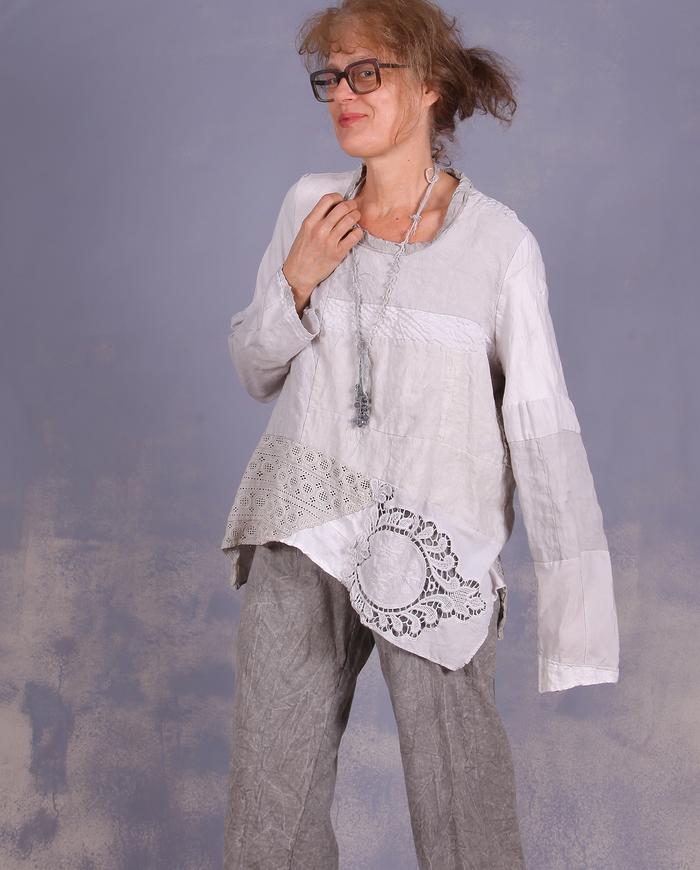 'it's gray, it's white' loose natural blouse