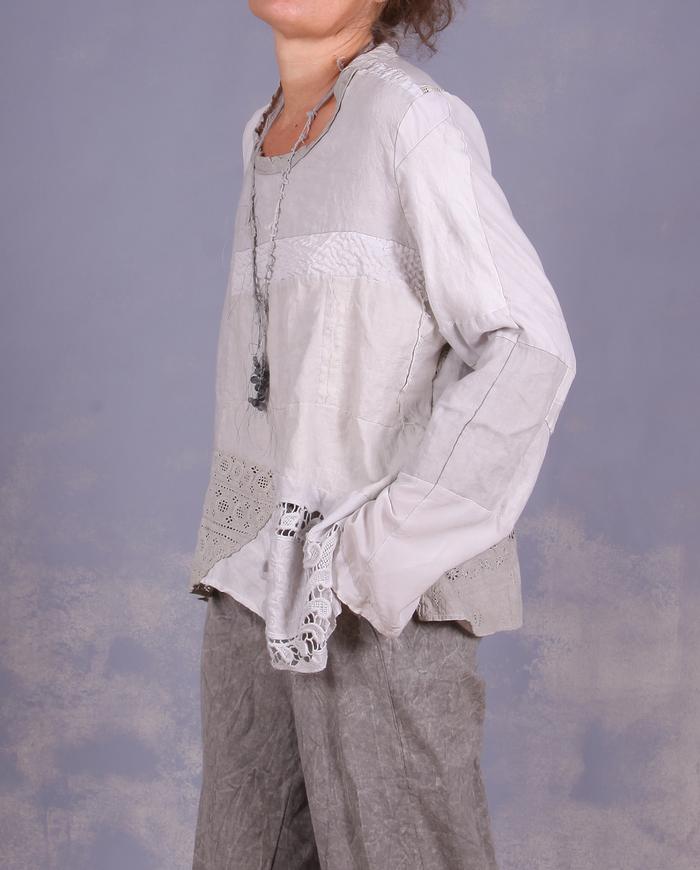 'it's gray, it's white' loose natural blouse