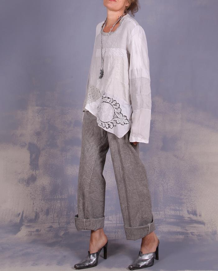 'it's gray, it's white' loose natural blouse
