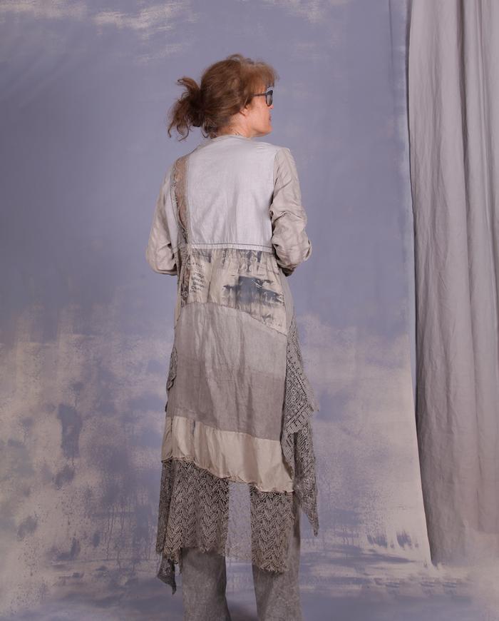 'modernly antique' mixed fabrics art tunic/dress
