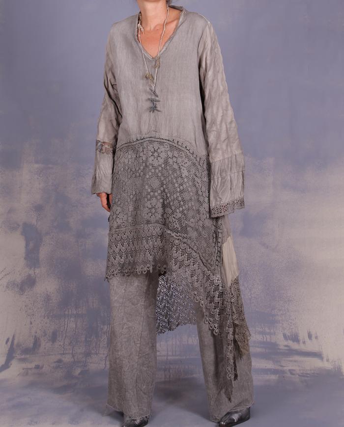 'modernly antique' mixed fabrics art tunic/dress
