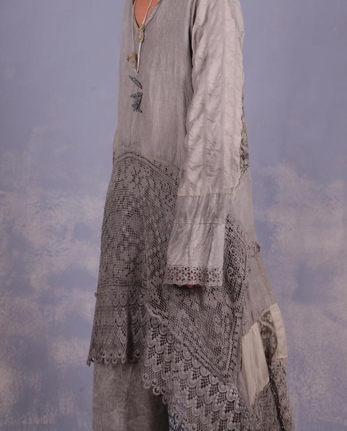 'modernly antique' mixed fabrics art tunic/dress