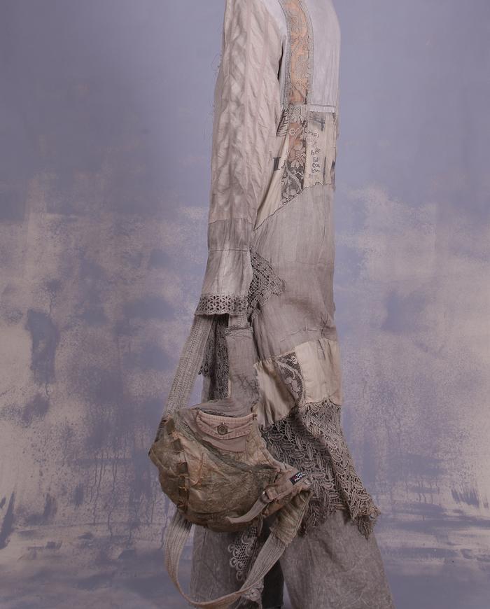 'modernly antique' mixed fabrics art tunic/dress