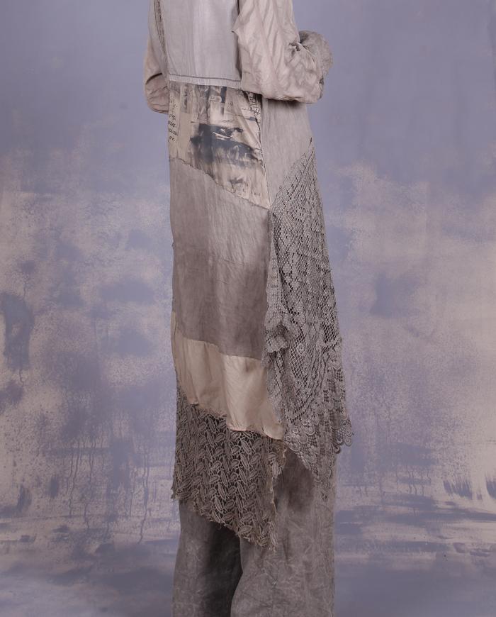 'modernly antique' mixed fabrics art tunic/dress