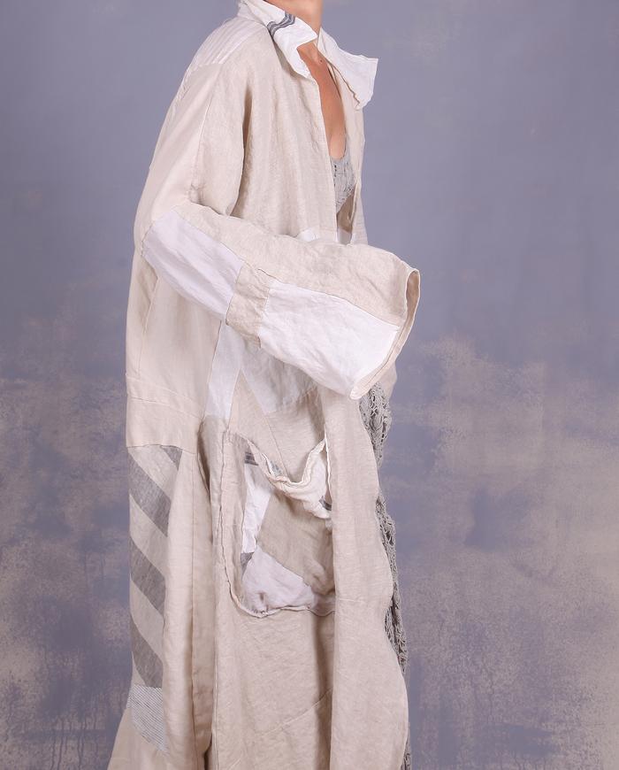 'full of natural drape' mixed fabrics summer duster coat