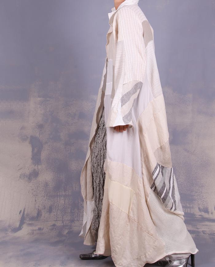 'full of natural drape' mixed fabrics summer duster coat
