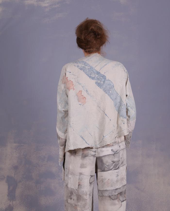 'high clouds over the road' loose linen top