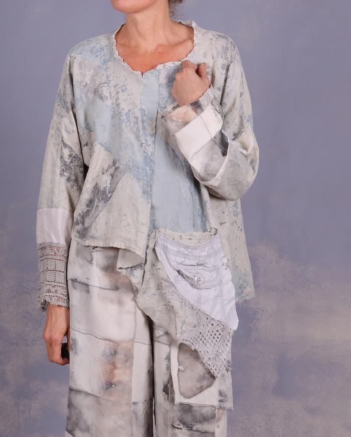 'high clouds over the road' loose linen top