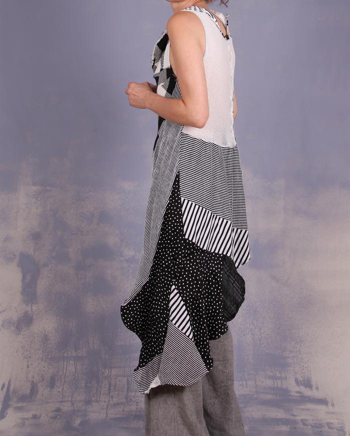 'a black and white game' asymmetrical sleeveless top