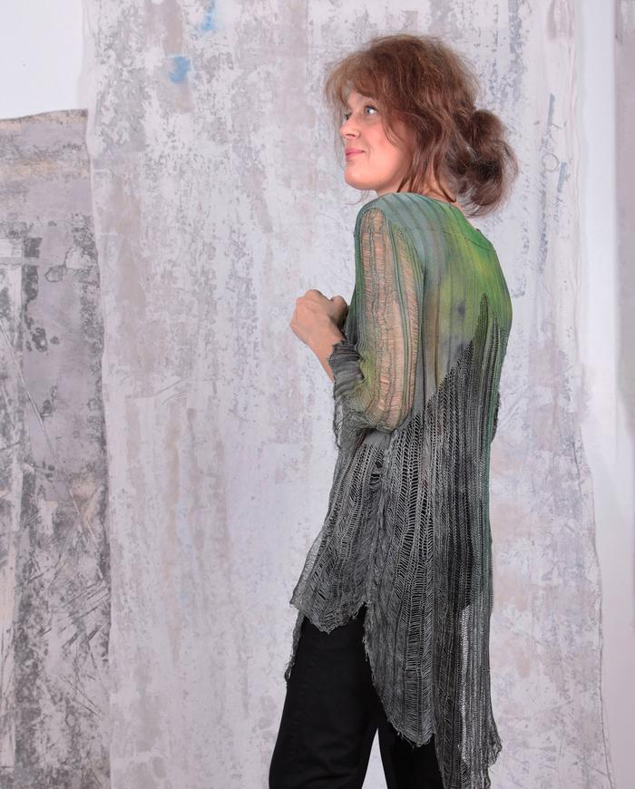 signature 'web' knit hand-painted tunic 