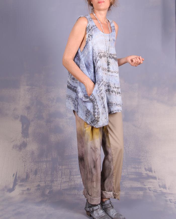 'inside a cool wave' oversized asymmetrical linen top
