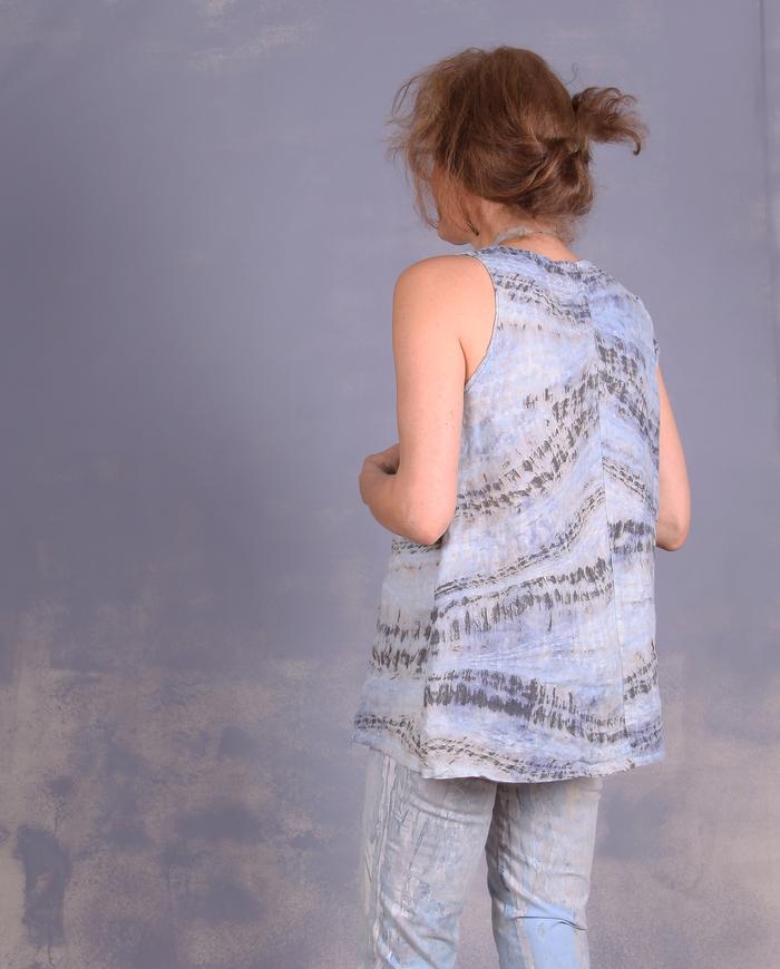 'inside a cool wave' oversized asymmetrical linen top