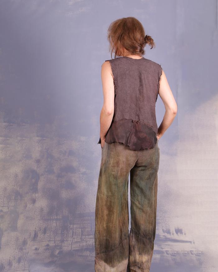 'do-re-mi one-two-three' Belgian linen sleeveless blouse
